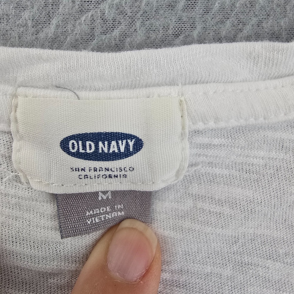 Old Navy T-Shirt Top Womens Medium White Holy Chic Print Everyday Wear Crew Neck - Picture 2 of 7